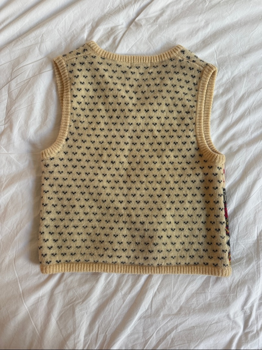 Vintage 100% Shetland Wool Sweater Vest with Cats, size S - Picture 4 of 5